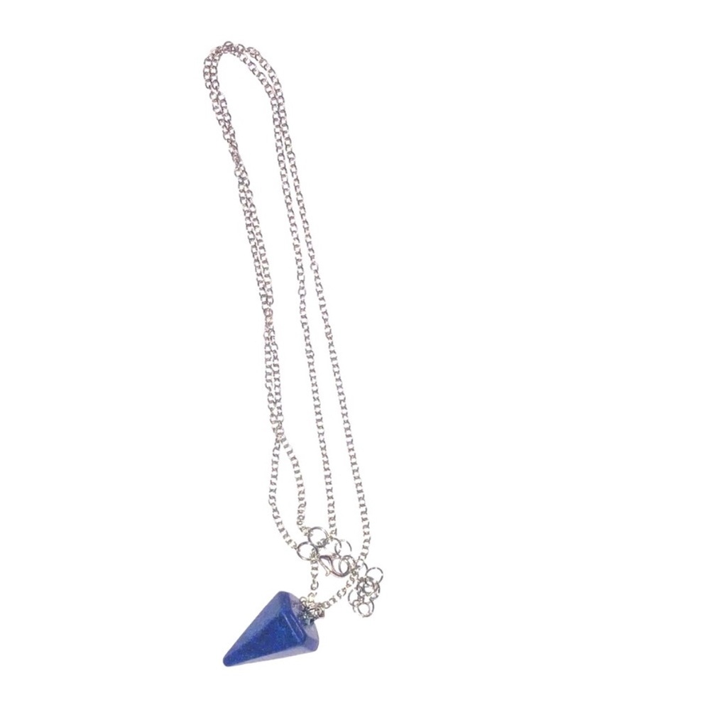 UNBRANDED Natural LAPIS LAZULI Cone
PENDANT Statement NECKLACE With Extender